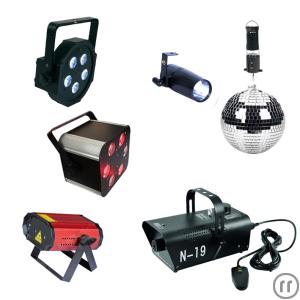 1-Partylicht Set 3: Discokugelset, Discoeffekt, Nebelmaschine, Laser, Scheinwerfer ab Lager ZH &...