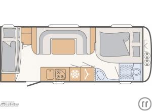 2-Wohnwagen Dethleffs Camper 560FMK mit Dachklimaanlage